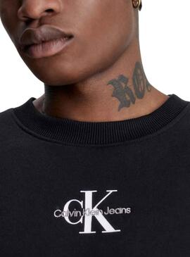 Sweat Calvin Klein Monogram Noire pour Homme