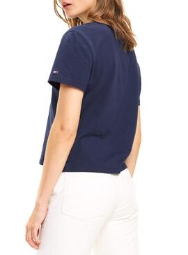 T-Shirt Tommy Jeans Positive Bleu Marino Femme