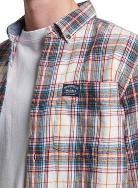 Chemise Superdry Cotton Lumberjack Blanc Homme