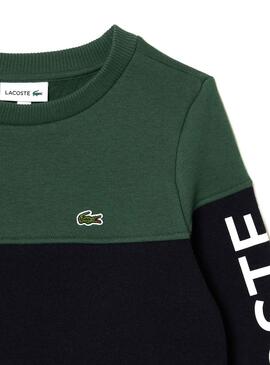 Sweat Lacoste Couleur Block Vert pour Garçon Fille