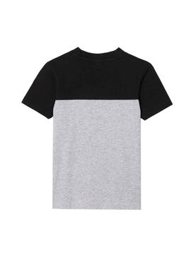 T-shirt Lacoste Color Block Gris Pour Garçon Fille