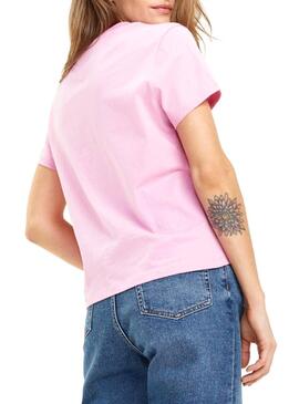 T-Shirt Tommy Jeans Corp Logo Rosa Femme