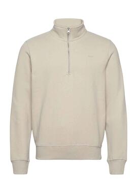Sweat Superdry Essential Half Zip Beige Homme