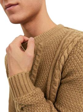 Pull Jack & Jones Craig Knit Marron Homme