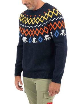 Pull El Pulpo Alpes Bleu Marine pour Homme