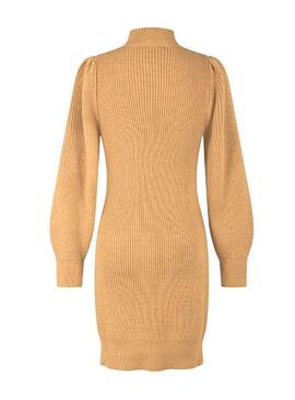 Robe Naf Naf Knitted Manche Long Beige pour Femme
