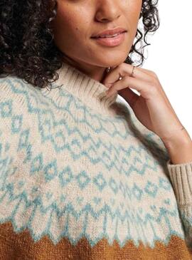 Maillot Superdry Slouchy Pattern Tostado pour Femme