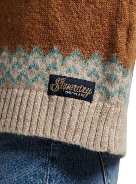 Pull Superdry Slouchy Pattern Marron pour Femme