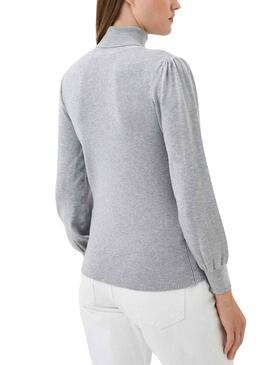 Pull Naf Naf Knitted Ribbed Gris pour Femme