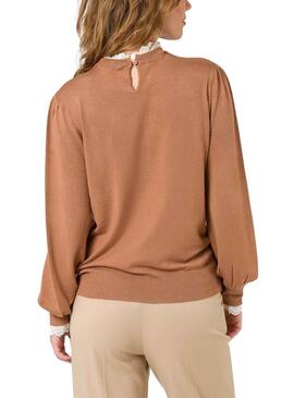 Pull Naf Naf Col Extraible Camel pour Femme