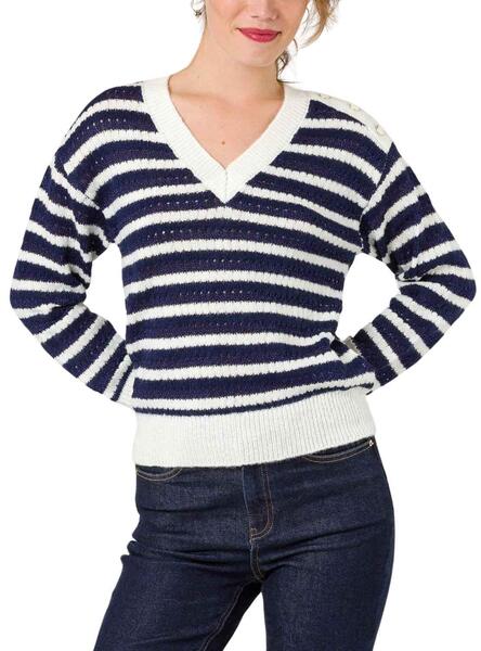 Sweater Pull Naf Naf Femme Pull Naf Naf Rayures Bleu Marine Pour Femme