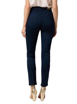 Pantalon Naf Naf Chino Élastique Bleu Marine pour Femme