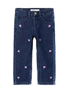 Pantalon Jeans Name It Roses Corazones pour Fille