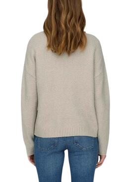 Pull Only Amber Col haut Beige pour Femme