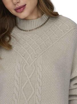 Pull Only Amber Col haut Beige pour Femme
