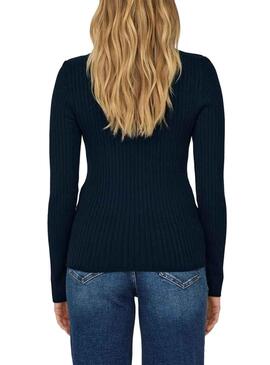 Pull Only Boutons Anni Bleu Marine pour Femme
