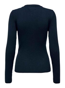 Pull Only Boutons Anni Bleu Marine pour Femme