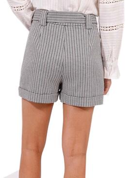Short Naf Naf Cadres Noeud Gris pour Femme