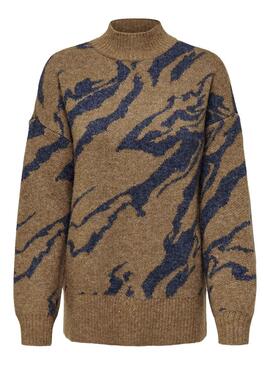 Pull Only Jacquard Tanya Camel pour Femme