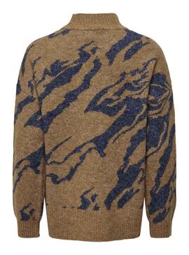 Pull Only Jacquard Tanya Camel pour Femme
