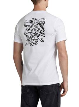 T-Shirt G-Star Back Graphic Slim Blanc Homme