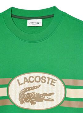 Sweat Lacoste Loose Fit Monogram Vert Homme