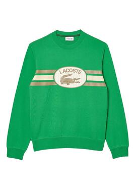 Sweat Lacoste Loose Fit Monogram Vert Homme