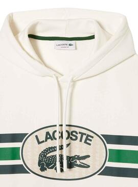 Sweat Lacoste Monograma Blanc pour Homme