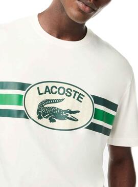 T-Shirt Lacoste Jumpsuitgrama Blanc pour Homme