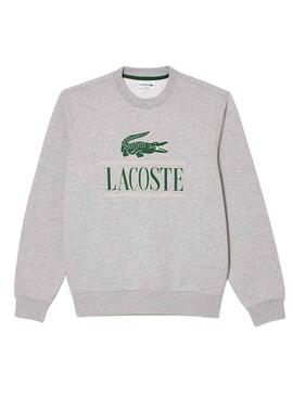 Sweat Insigne Lacoste Gris pour Homme