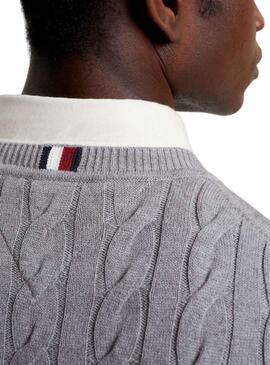 Pull Tommy Hilfiger Classic Gris pour Homme