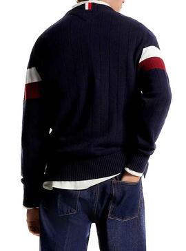 Pull Tommy Hilfiger Couleur Block Bleu Marine Homme