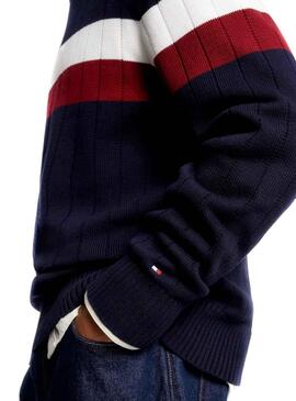 Pull Tommy Hilfiger Couleur Block Bleu Marine Homme