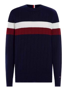 Pull Tommy Hilfiger Couleur Block Bleu Marine Homme