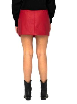 Jupe Only Oui Faux Leather Rouge pour Femme