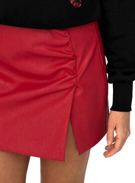 Jupe Only Oui Faux Leather Rouge pour Femme