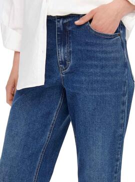Pantalon Only Robbie Mom Longer Bleu pour Femme
