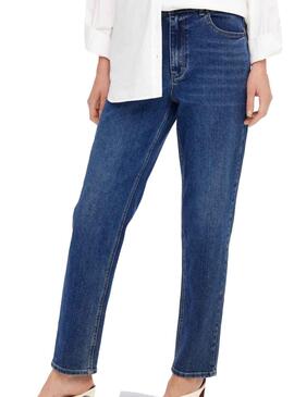 Pantalon Only Robbie Mom Longer Bleu pour Femme