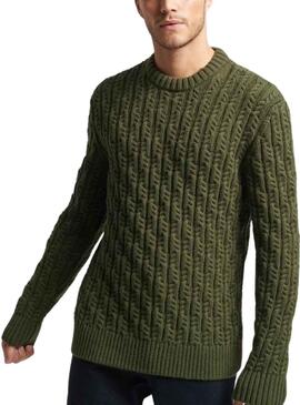 Pull Superdry Vintage Jacob Vert pour Homme