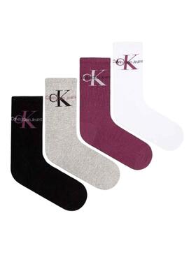 Pack Chaussettes Calvin Klein Logo 4P pour Femme