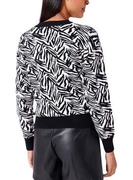 Pull Naf Naf Zebra Blanc et Noire pour Femme