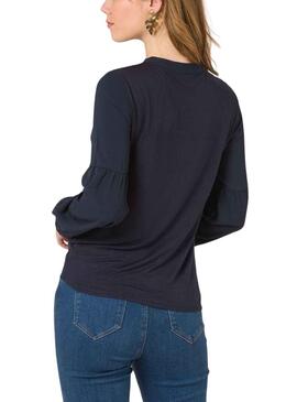 T-Shirt Naf Naf Fleur Bleu pour Femme