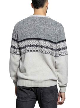 Pull Klout Greca Gris pour Homme