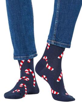 Chaussettes Happy Socks Candy Canne Bleu