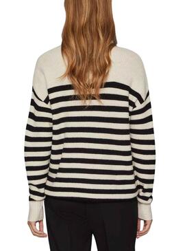 Pull Vila Viril Rayures Beige pour Femme