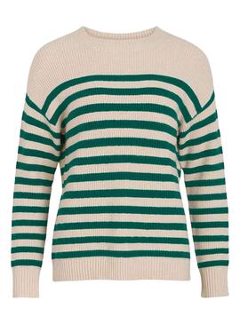 Pull Vila Viril Vert et Beige pour Femme