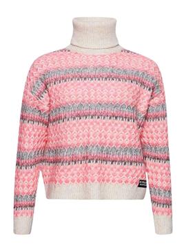 Pull Superdry Roll Neck Rose pour Femme