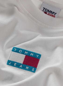 T-Shirt Tommy Jeans Pop Badge Blanc pour Femme