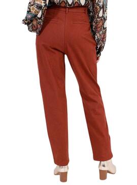 Pantalon Naf Naf Ceinture Bordeaux pour Femme