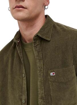 Chemise Tommy Jeans Relaxed Corduroy Vert Homme